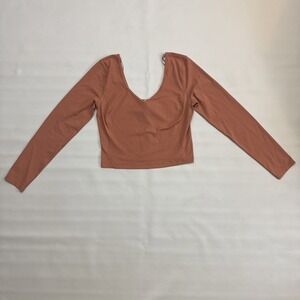 Lululemon Align Long Sleeve Shirt Crop Top Peach/Coral Womens 10 LW3FHWS